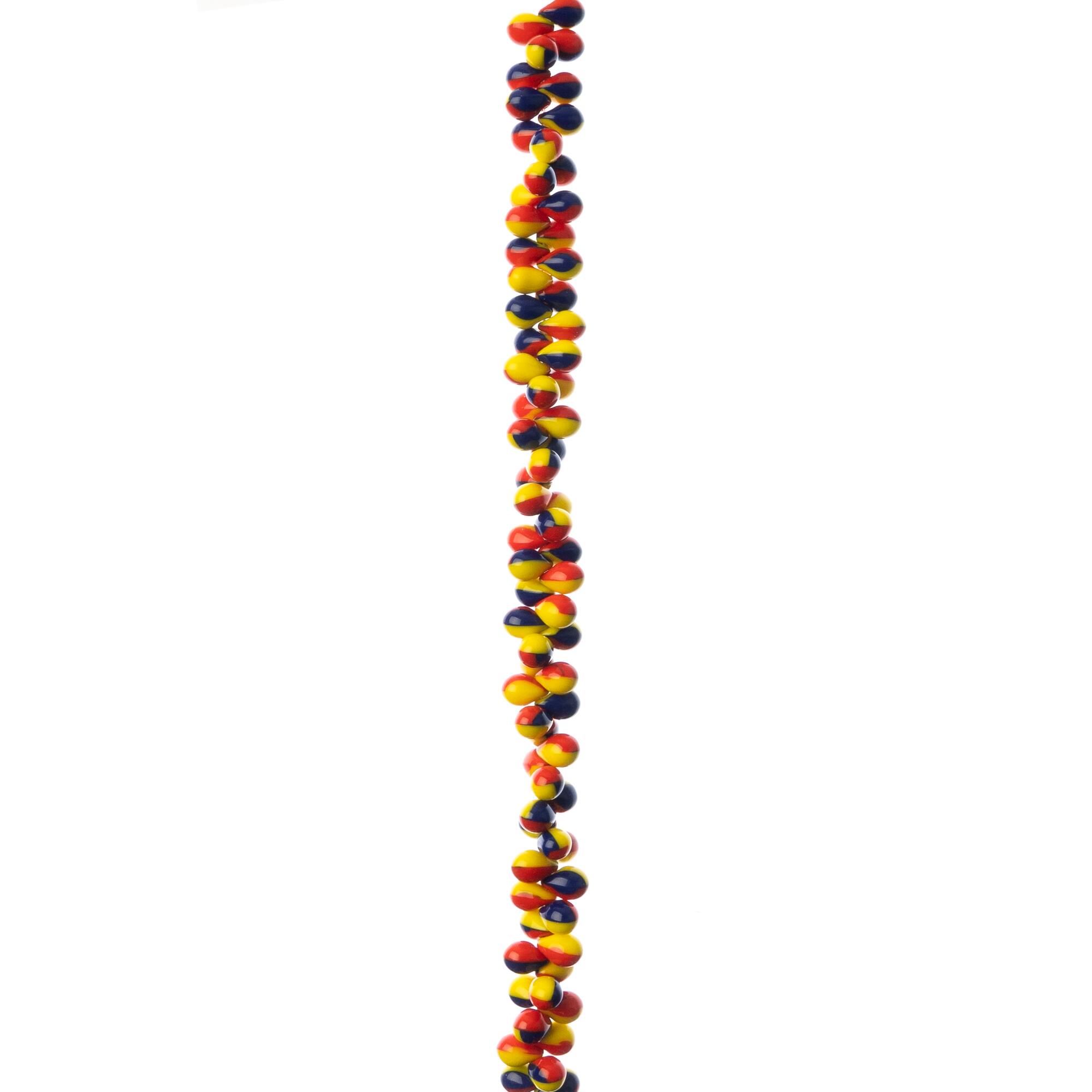 Red, Yellow & Blue Czech Glass Teardrop Beads, 7mm by Bead Landing™